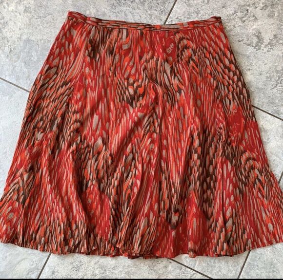 Dresses & Skirts - Per Una Autumnal Red Brown Orange Pattern Skirt Size 16 W36